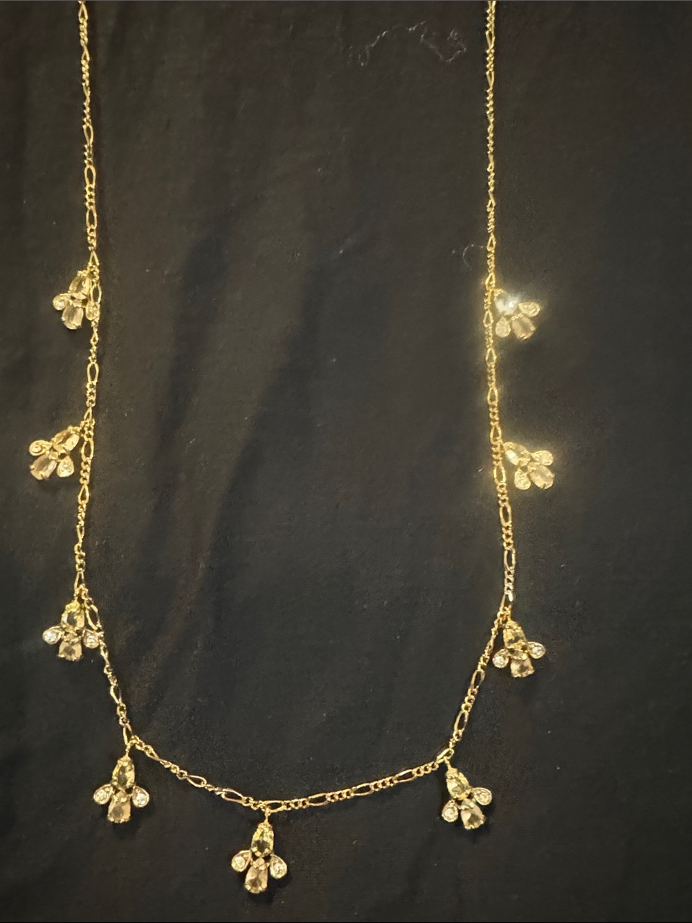 Ann Taylor Gold Floral Cluster Station Necklace